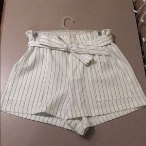 White and black striped shorts
